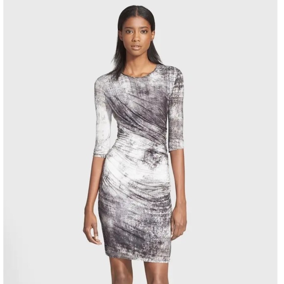Helmut Lang Dresses & Skirts - Helmut Lang Women’s Nova Print Ruched Sheath Jersey Dress